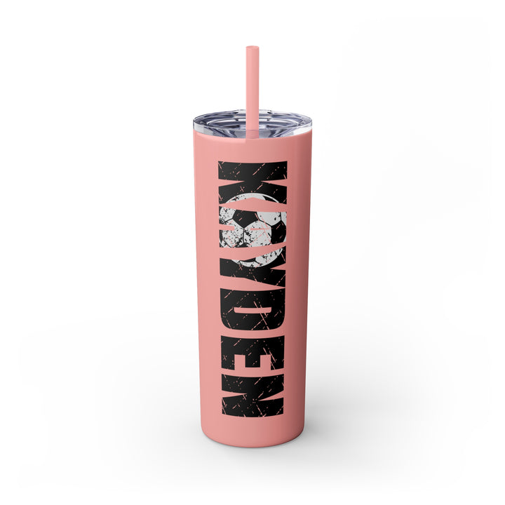 Soccer 20oz Skinny Tumbler with Straw w/Custom Name