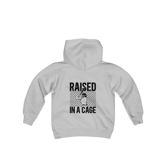 Raised in a Cage Softball Unisex Youth Hooded Sweatshirt