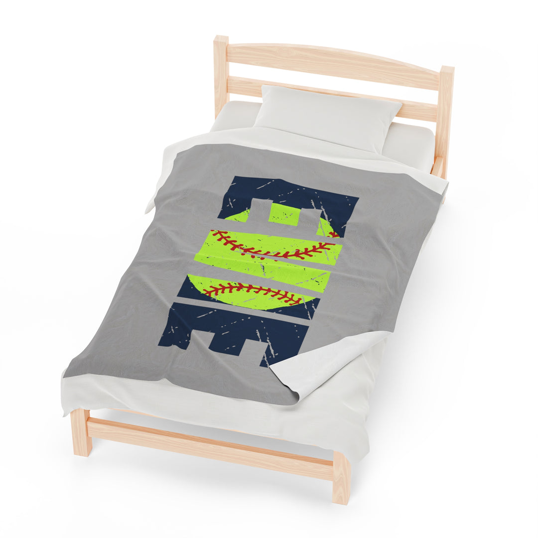 Softball Plush Blanket w/Custom Name