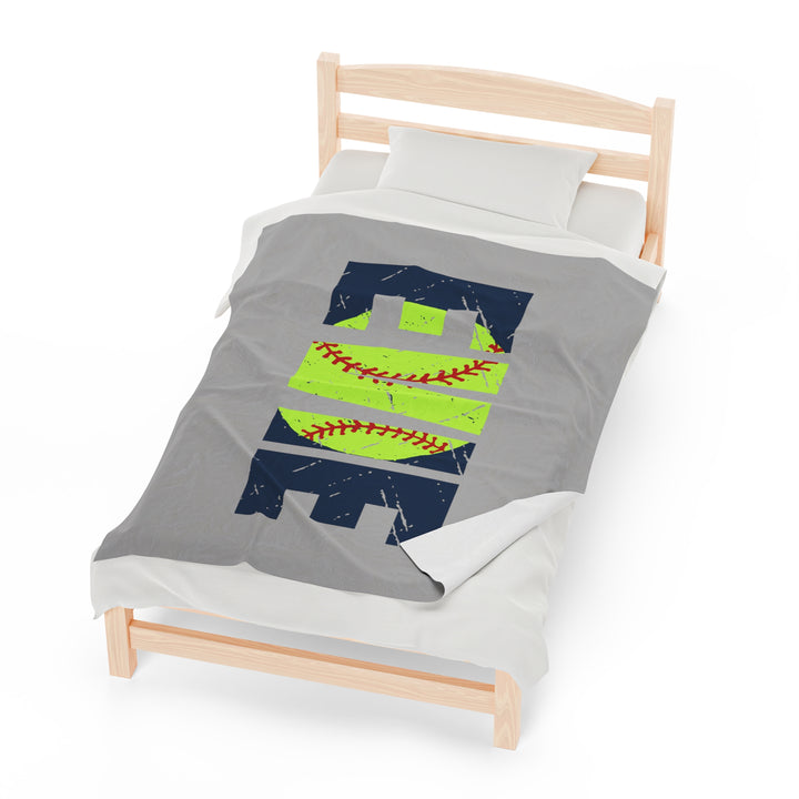 Softball Plush Blanket w/Custom Name