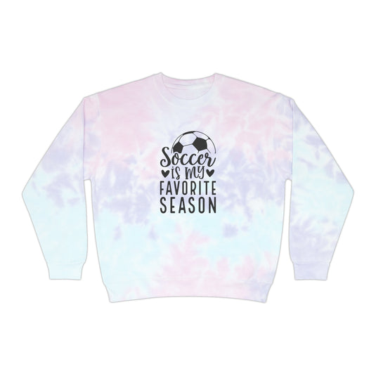 Soccer is My Favorite Season Adult Unisex Tie-Dye Crewneck Sweatshirt