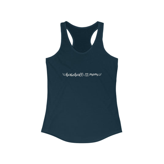 Baseball Mom with Heart and Wings Women's Racerback Tank