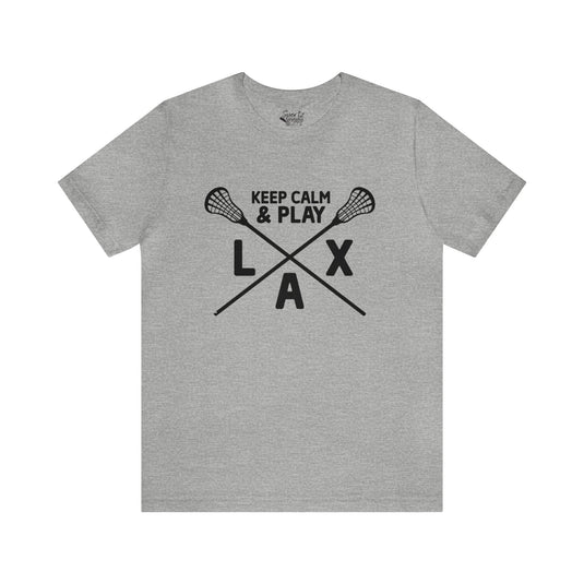 Keep Calm Lacrosse Adult Unisex Mid-Level T-Shirt