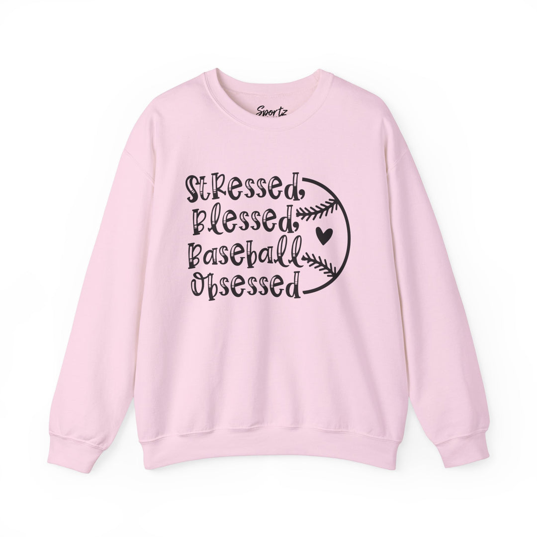Stressed Blessed Baseball Obsessed Adult Unisex Crewneck Sweatshirt