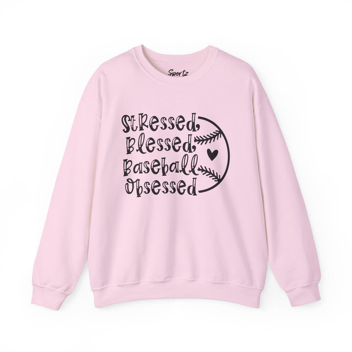 Stressed Blessed Baseball Obsessed Adult Unisex Crewneck Sweatshirt