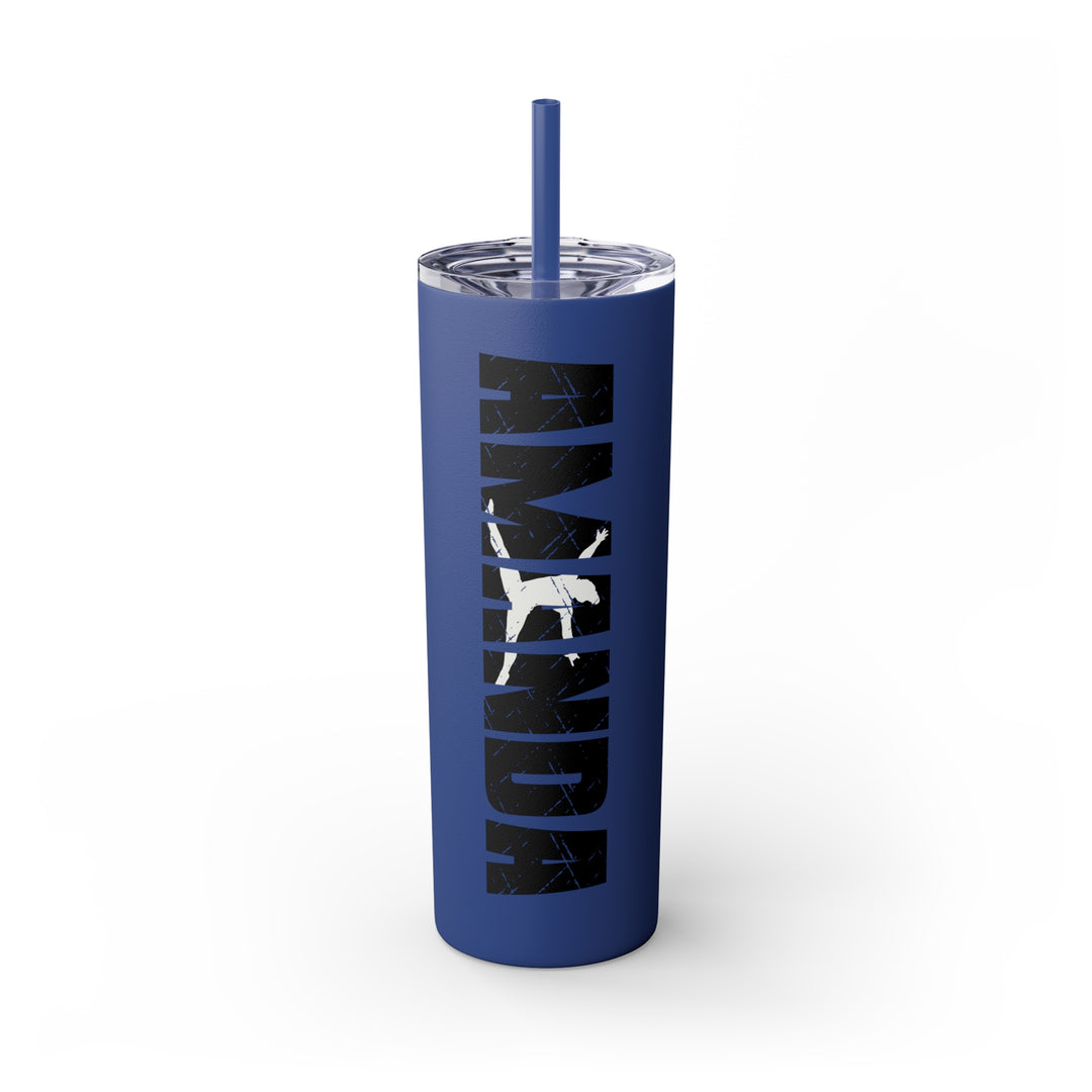 Gymnastics 20oz Skinny Tumbler with Straw w/Custom Name