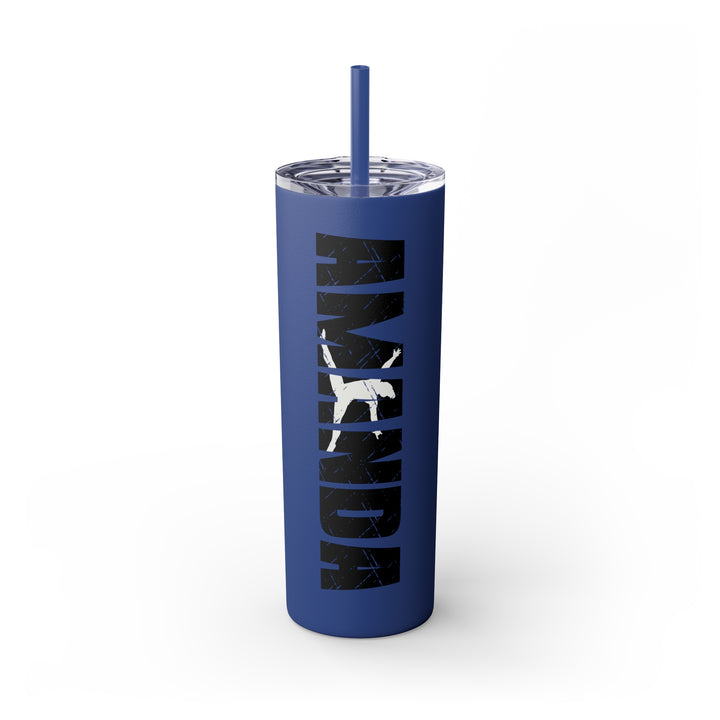 Gymnastics 20oz Skinny Tumbler with Straw w/Custom Name