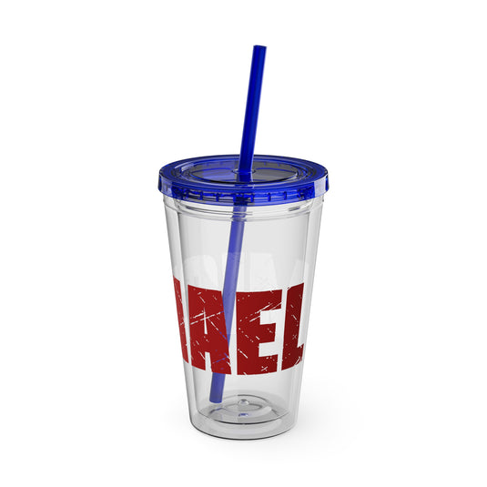 Baseball 16 oz Sunsplash Tumbler with Straw w/Custom Name