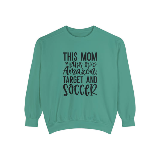 This Mom Runs on Amazon Soccer Adult Unisex Premium Crewneck Sweatshirt