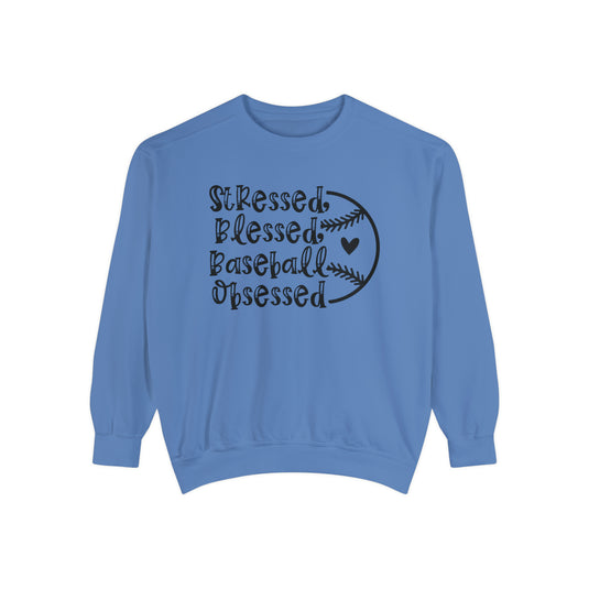 Stressed Blessed Baseball Obsessed Adult Unisex Premium Crewneck Sweatshirt