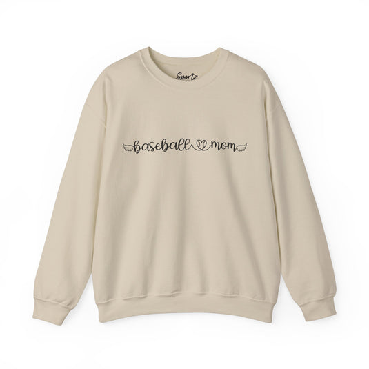 Baseball Mom with Heart and Wings Adult Unisex Basic Crewneck Sweatshirt