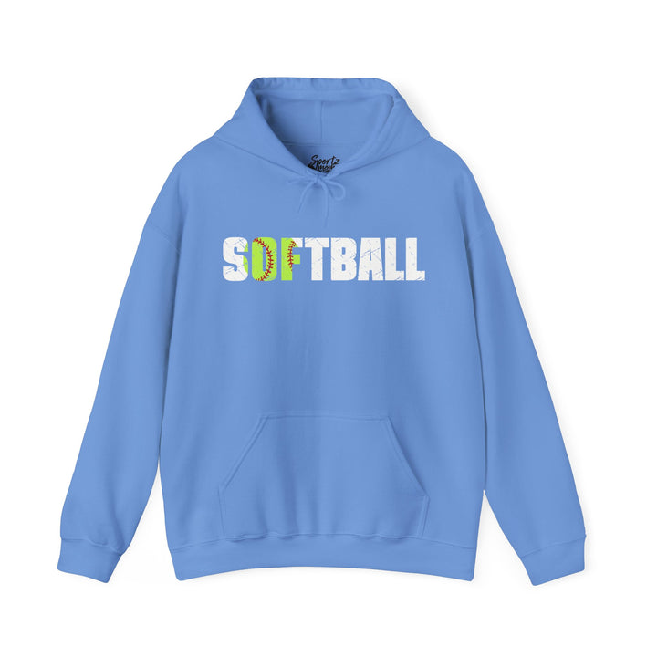 Softball w/White Text Adult Unisex Hooded Sweatshirt