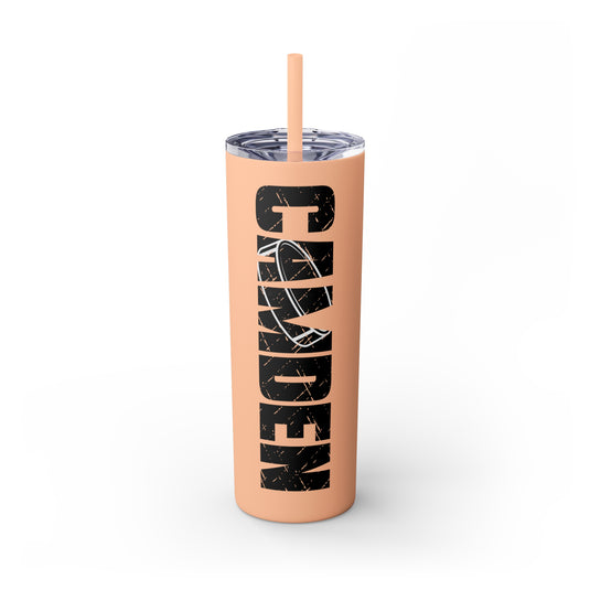 Hockey 20oz Skinny Tumbler with Straw w/Custom Name