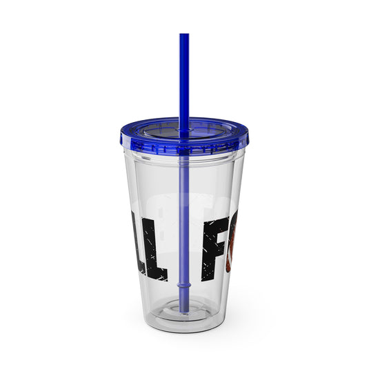 Football 16 oz Sunsplash Tumbler with Straw