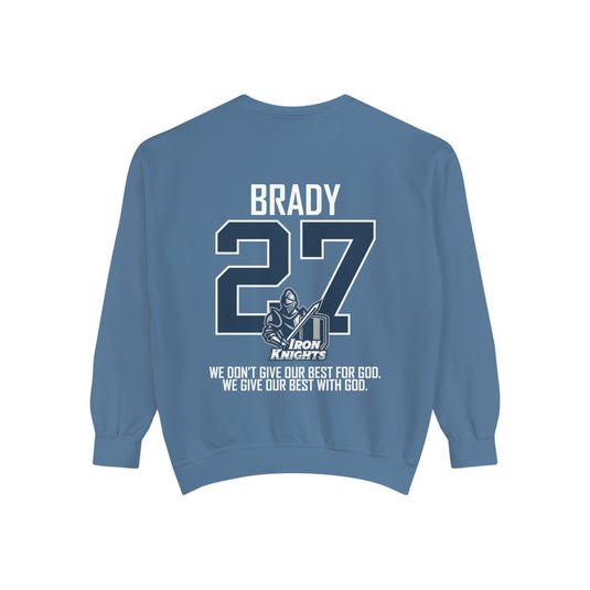 Iron Knights Premium Adult Unisex Crewneck Sweatshirt w/Name, Number & Bible Verse - All White or Blue Design