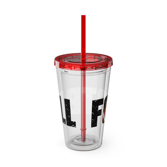 Football 16 oz Sunsplash Tumbler with Straw