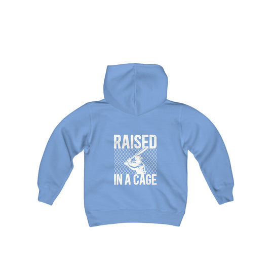 Raised in a Cage Baseball Unisex Youth Hooded Sweatshirt