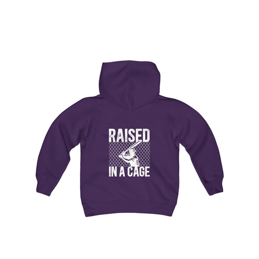 Raised in a Cage Baseball Unisex Youth Hooded Sweatshirt