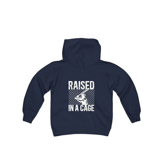 Raised in a Cage Baseball Unisex Youth Hooded Sweatshirt