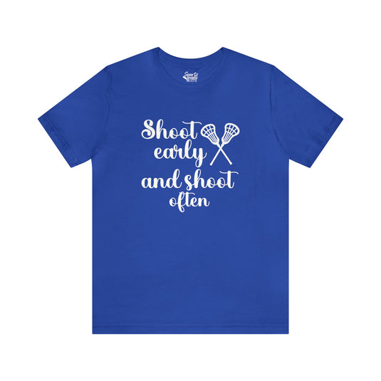 Shoot Early Lacrosse Adult Unisex Mid-Level T-Shirt