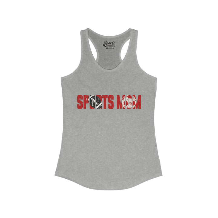 Sports Mom w/Football & Soccer Ball Adult Women's Racerback Tank