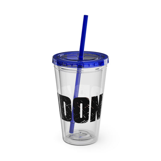 Football 16 oz Sunsplash Tumbler with Straw w/Custom Name