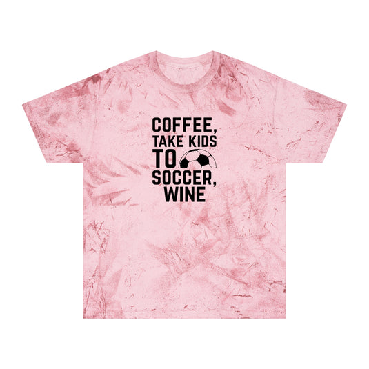 Coffee Take Kids to Soccer Wine Adult Unisex Colorblast T-Shirt