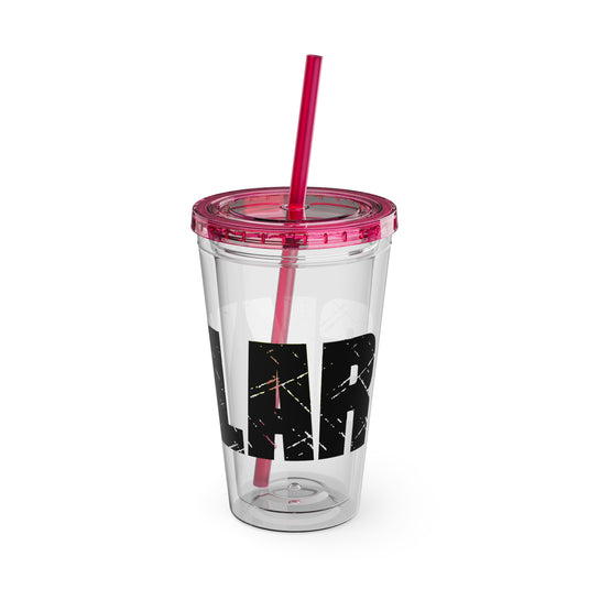 Tennis 16 oz Sunsplash Tumbler with Straw w/Custom Name