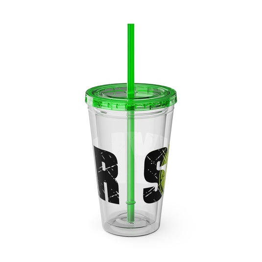 Tennis 16 oz Sunsplash Tumbler with Straw w/Custom Name