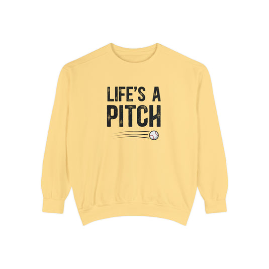 Life's a Pitch Baseball Adult Unisex Premium Crewneck Sweatshirt