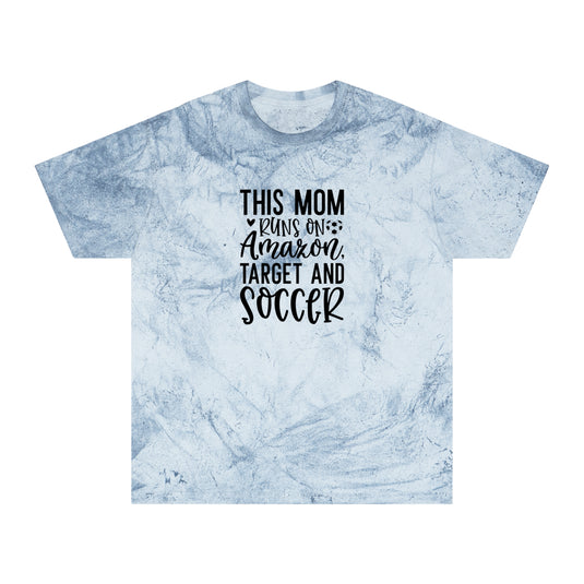 This Mom Runs on Amazon Soccer Adult Unisex Colorblast T-Shirt