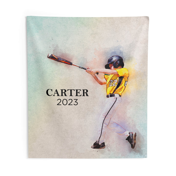 Indoor Wall Tapestry w/Watercolor Effect