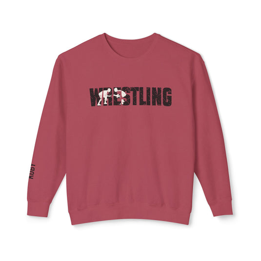 Wrestling Adult Unisex Premium Crewneck Sweatshirt w/Name on Sleeve