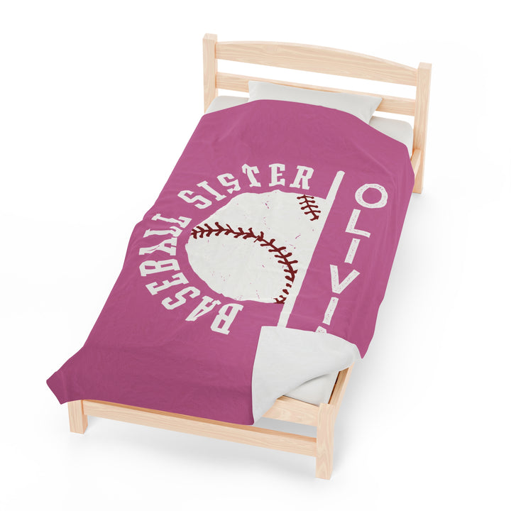 Baseball Plush Blanket - Baseball Sister w/Custom Name