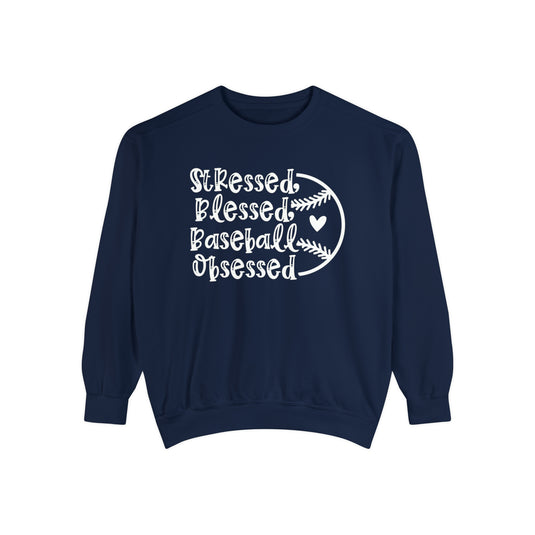 Stressed Blessed Baseball Obsessed Adult Unisex Premium Crewneck Sweatshirt