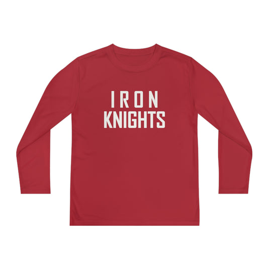 Iron Knights Youth Long Sleeve Competitor Moisture Wicking Tee w/Stacked Text Only