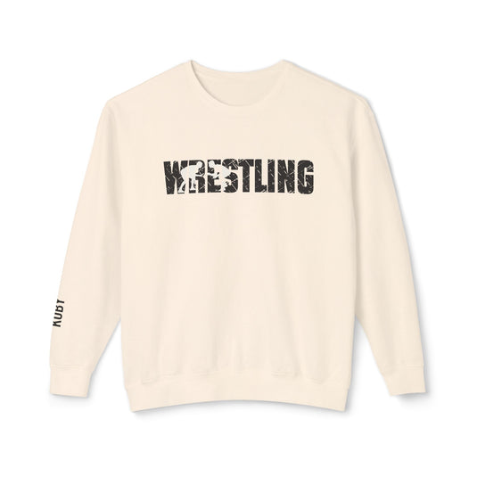 Wrestling Adult Unisex Premium Crewneck Sweatshirt w/Name on Sleeve