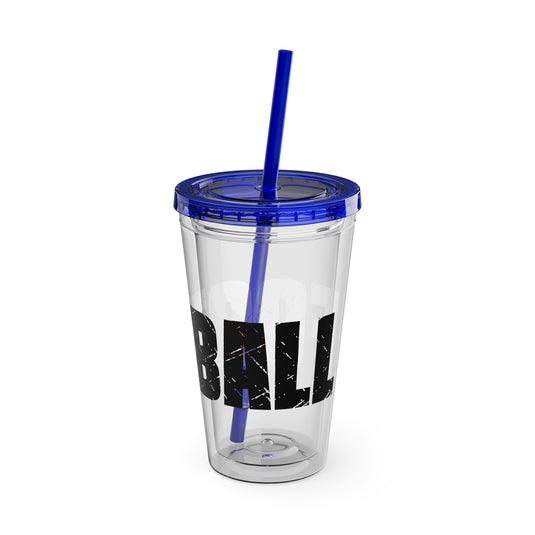 Football 16 oz Sunsplash Tumbler with Straw