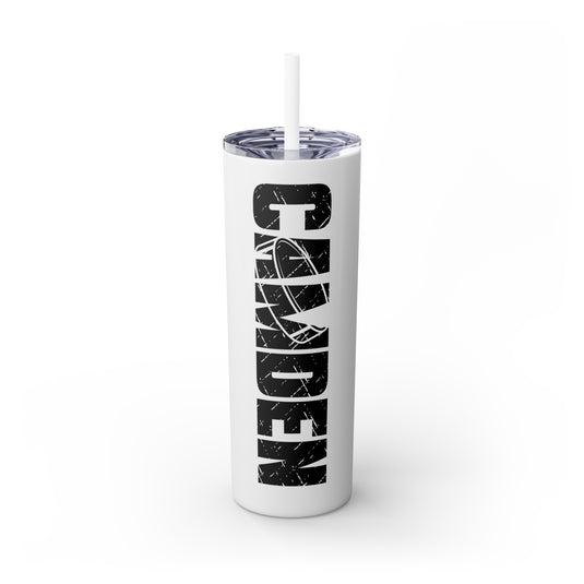 Hockey 20oz Skinny Tumbler with Straw w/Custom Name