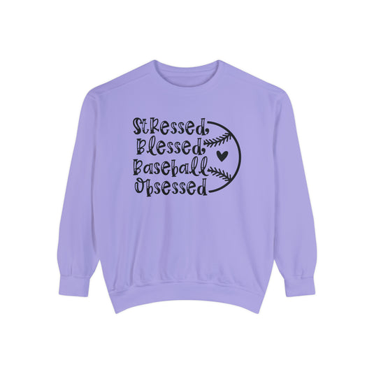 Stressed Blessed Baseball Obsessed Adult Unisex Premium Crewneck Sweatshirt