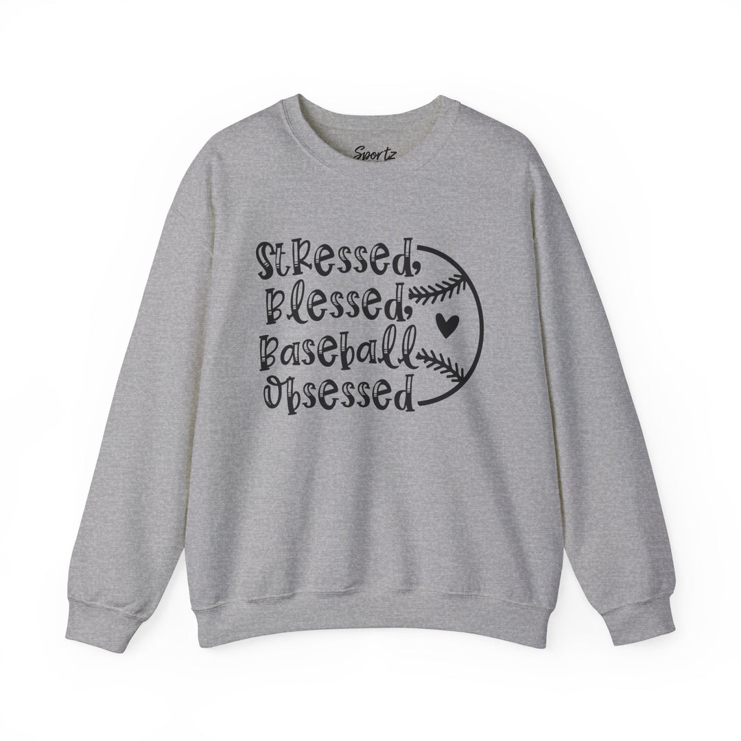 Stressed Blessed Baseball Obsessed Adult Unisex Crewneck Sweatshirt