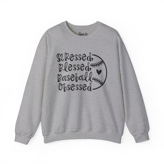 Stressed Blessed Baseball Obsessed Adult Unisex Basic Crewneck Sweatshirt