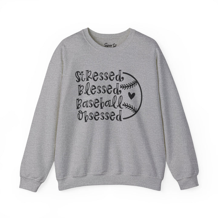 Stressed Blessed Baseball Obsessed Adult Unisex Crewneck Sweatshirt
