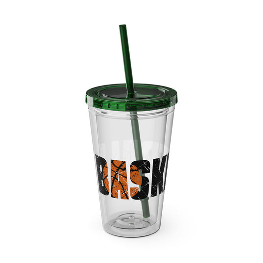 Basketball 16 oz Sunsplash Tumbler with Straw