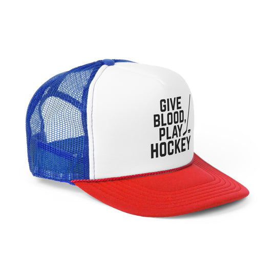 Give Blood Play Hockey Trucker Hat