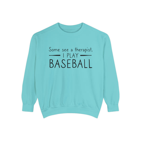 Some See a Therapist I Play Baseball Adult Unisex Premium Crewneck Sweatshirt