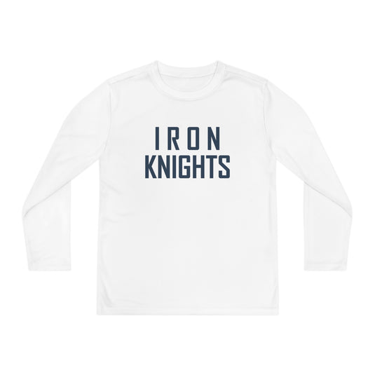 Iron Knights Youth Long Sleeve Competitor Moisture Wicking Tee w/Stacked Text Only