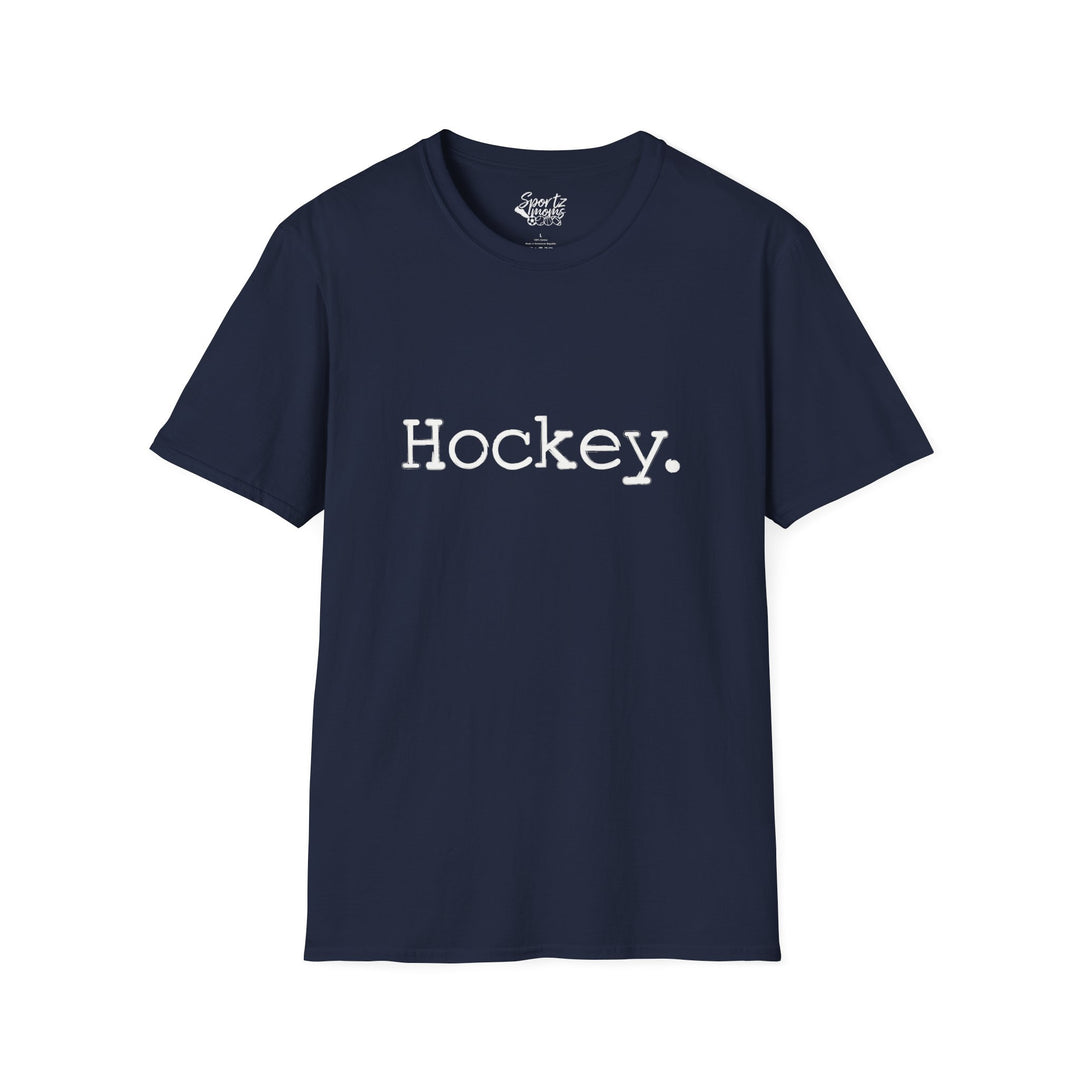 Typewriter Design Hockey Adult Unisex T-Shirt