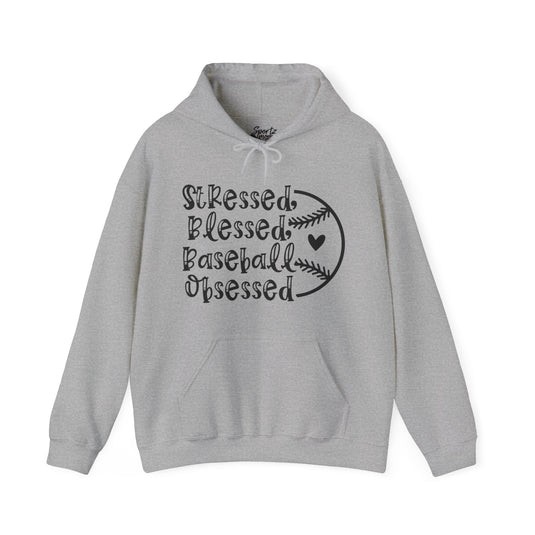 Stressed Blessed Baseball Obsessed Adult Unisex Basic Hooded Sweatshirt