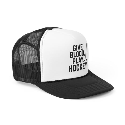 Give Blood Play Hockey Trucker Hat